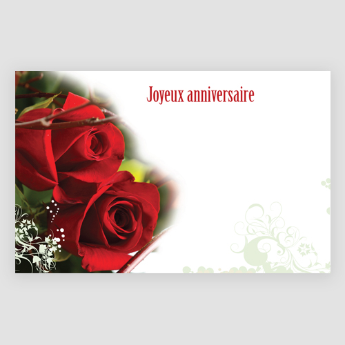 CARTE ''JOYEUX ANNIVERSAIRE'' A/ROSE ROUGE, BLANCHE3½ x… - Fleurigros